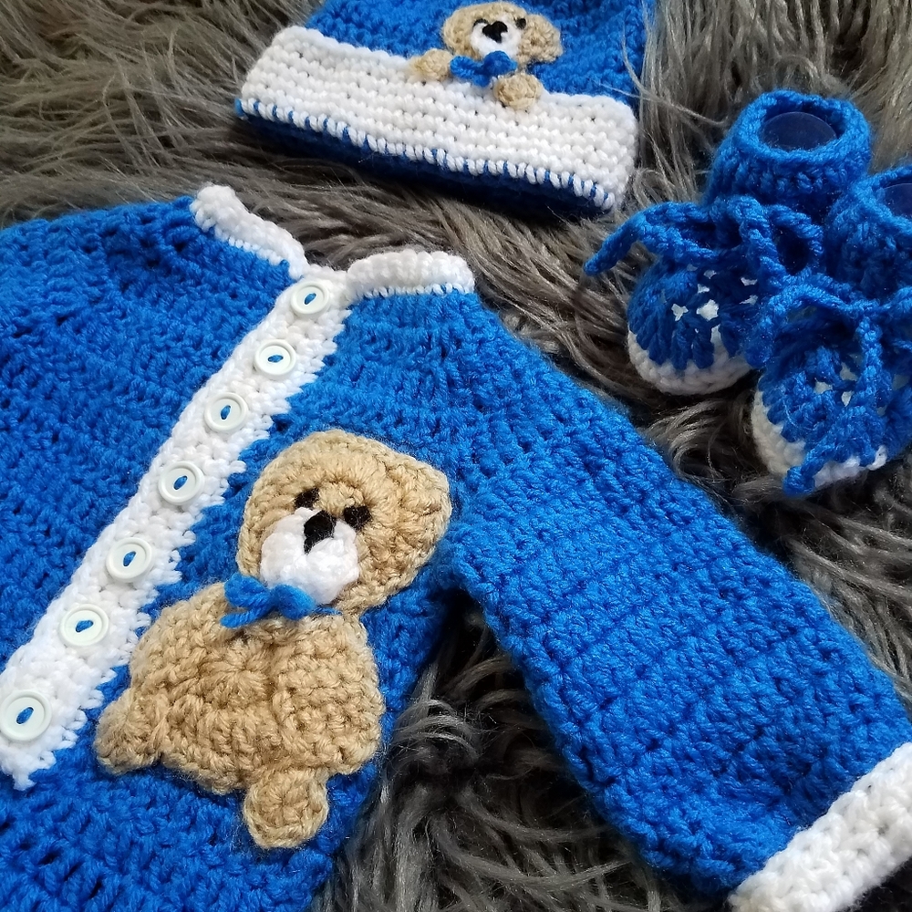 Knitted baby boy outfit